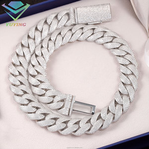 Chaîne cubaine en argent sterling 925 plaqué or avec diamant Moissanite couleur D VVS de 20 mm et 22 mm, certificat GRA, grandes tailles, cadeau - Product Image 3
