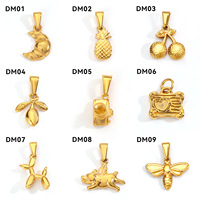 YIMEIL & RVS 18K Goud/Zilver Geplateerde Multi Koeienhoorn Tas Fruit Hond Bij Dier DIY Thema Hangertje Accessoires
