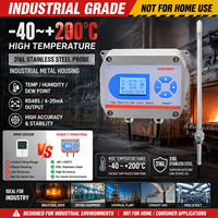 Transmetteur de température et d'humidité HENGKO en acier inoxydable robuste, RS485 Modbus-RTU 200 ° Sonde frittée pour séchage industriel