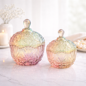 Jarra <span class=keywords><strong>de</strong></span> Cristal Iridiscente <span class=keywords><strong>de</strong></span> Lujo para Dulces con Tapa, Recipiente Decorativo <span class=keywords><strong>de</strong></span> Vidrio para Guardar Dulces, para el Hogar, <span class=keywords><strong>Cocina</strong></span>, Bodas y Fiestas - Product Image 2