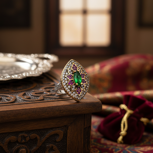 Amethyst And <b>Emerald</b> CZ Stone Marquise Ottoman Authentic <b>Rings</b> Wholesale Turkish 925 Sterling <b>Silver</b> Jewelry Handmade <b>Ring</b> - Product Image 3