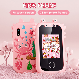 Cute Crab Kids Electronic <strong>Toy</strong> Smart Phone Dual Camera Photo Video 2.8Inch IPS Game Music Small <strong>Mini</strong> Mobile Phone for Children's