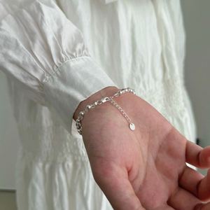 Dylam Dainty 925 Sterling Silver Women Fine Fashion Jewelry Bow-knot Circle Beaded Crystal Bead <b>Adjustable</b> Bangles <b>Bracelets</b> - Product Image 4