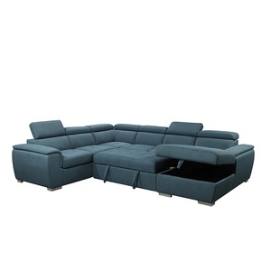 Sofá Cama en Forma de L Extensible y Reclinable Verde Moderno con Almacenamiento para Uso Escolar y Hotelero - Product Image 1
