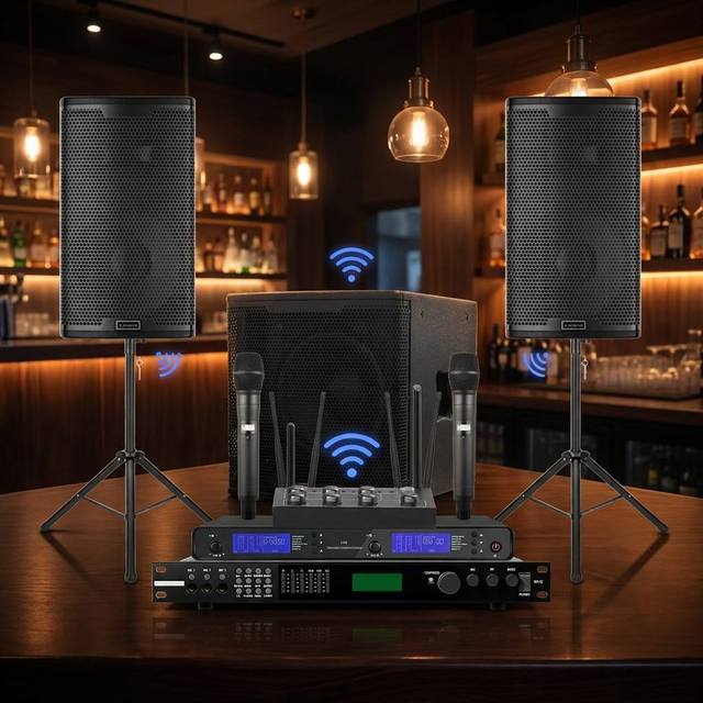 High Performance Pro Audio Solution Wireless for 5.2 Speakers with Wooden Cabinet Display Screen 12" Subwoofer for Bar