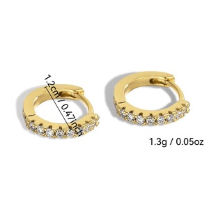 Boucles d'oreilles créoles géométriques plaquées or 14 carats, zircon, tendance, unisexe, cadeau, option logo personnalisé, en laiton, livraison 3-7 jours - Product Image 4
