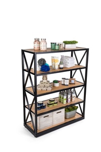 Khung thép x-Đơn vị kệ mặt với 5 tầng gỗ rắn, mở lại-Hiển thị lưu trữ trang trí văn phòng tự nhiên-Bán buôn - Product Image 2