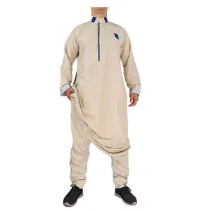 Polyester Muslim Men Dressing New 2pcs Indien Pakistan Muslim Thobes Mit Hose