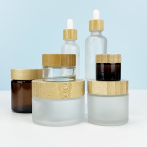 Pot de crème cosmétique avec couvercle en bambou, ambre givré transparent, design personnalisé, sérigraphie, emballage pour soins de la peau, 30g 50g 100g, pot de crème pour le visage - Product Image 4