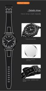 Nuevo Reloj para Hombre con Logotipo Personalizado, Movimiento de Cuarzo, Correa de Silicona, Minimalista, Color Blanco Mate y Negro, Etiqueta de Polígono de Dibujos Animados - Product Image 5