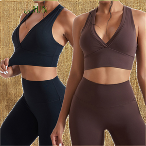 Soutien-gorge de sport à col en V et dos nageur, maintien élevé, léger, extensible dans quatre directions, pour yoga et fitness, séchage rapide, respirant, sexy - Product Image 2