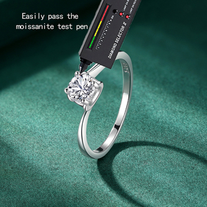 Anillo de Moissanita Brillante de 0.5CT con Certificación GRA, Plata de Ley 925, Anillo Redondo de Plata Esterlina, Anillo de Compromiso de Moda para Mujer, Joyería Elegante - Product Image 1