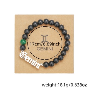 Pulsera de la constelación de Escorpio con cuentas negras y piedra azul, de acero inoxidable, unisex, para regalo. - Product Image 4