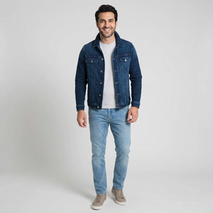 Veste en jean classique pour homme Veste en jean décontractée personnalisable pour homme Look rétro robuste pour homme à la mode - Product Image 1