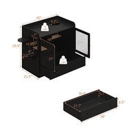 Meuble Condo pour Chat avec Portes en Verre, Tour Moderne Noire pour Chat avec Tiroirs et Perchoirs Latéraux, Armoire d'Escalade Intérieure pour Chat