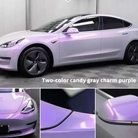 Pellicola Adesiva per Auto Effetto Camaleonte, PET/PVC, Lucida Satinata, Bicolore da Grigio a Viola, Adesivi OEM