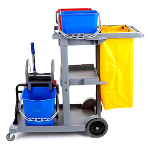 Xinmeida Housekeeping Cart 4 Wheels Plastic <b>Frame</b> Cleaning Equipment Indoor Use - Product Image 4