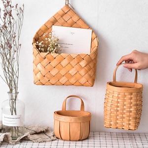 Panier de stockage de copeaux de bois tissé à la main de sortie d'usine avec panier de pique-nique à poignée - Product Image 4