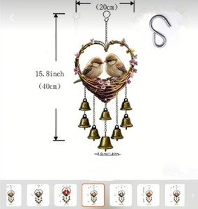 Vente directe usine Carillon éolien avec pendentif en forme de sonnette de châtaigne d'eau et pendentif cœur 2D, pour décoration intérieure et de jardin extérieur - Product Image 5