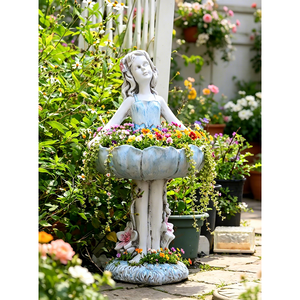 Outdoor Garden Ornaments fairy Flower <b>Spirit</b> Figurines Creative Character Sculptures Flower Pots Courtyard Decor Balcony Staging - Product Image 2