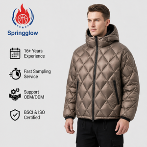 Chaqueta Acolchada Metálica con Diamantes para Hombre, Chaqueta de Plumón de Ganso para Exteriores, Cortavientos, Ligera, Fabricante Mayorista Personalizado - Product Image 2