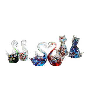 Escultura de Arte Moderno de Cristal de Murano Soplado a Mano, Estilo Animal, Cisne en Forma de Cúpula, Decoración Navideña para el Hogar de Tiny Glass World - Product Image 1