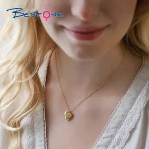 Dainty placcato in oro 18K Open and Close Album collana regalo festa della mamma in acciaio inossidabile cuore personalizzato collana di Birthstone