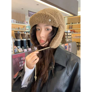 Lei Feng Hat Plush Unisex Coffee Warm <b>Winter</b> <b>Cap</b> For Adults Cycling Cold Protection Ear Covering - Product Image 2
