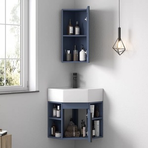 Modern Triangular Mirrored Sink Cabinet Combination Restroom <strong>Bathroom</strong> Cabinet Set <strong>Corner</strong> Vanity <strong>Unit</strong> Save Space - Product Image 4