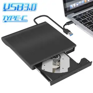 Slim External CD/DVD Drive USB 3.0 + USB-C TYPE-C Dual-interface Player Burner Reader for Laptop PC Mac HP