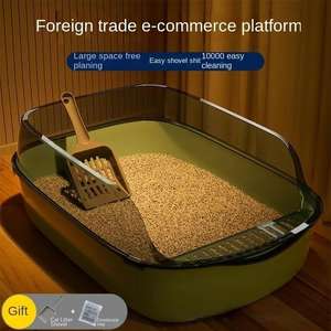 Direkter Fabrik verkauf Übergroßer Hochzaun Halb geschlossene Katzen toilette Verdickte Katzen toilette mit Wurfs chaufel Haustier bedarf - Product Image 2