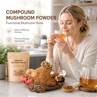 Extrait de Champignons Composés LongBio – Mélange de Poudres Multi-Champignons (Reishi, Crinière de Lion, Chaga, Shiitake, Maitake) pour Boissons – OEM ODM