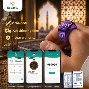 Bague connectée musulmane en plastique avec compteur de Zikir, contrôle via application iOS, réveil, alertes de prière, affichage LED IPX-<span class=keywords><strong>5</strong></span>, chargement Type-C, autonomie <span class=keywords><strong>5</strong></span>-10 jours - Product Image 1