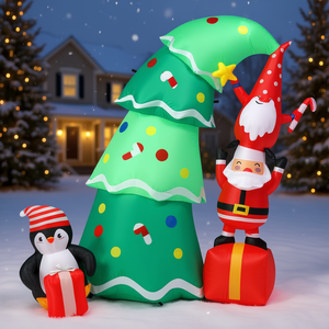 Sapin de Noël gonflable avec elfe et Père Noël, décoration de jardin de 1,80 m, éclairage LED intégré, décoration extérieure pour les fêtes - Product Image 2