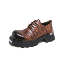 Chaussures de travail et de sécurité Oxford pour hommes, style uniforme, à enfiler, en microfibre, pour l'extérieur, mode, rehaussantes, plateforme