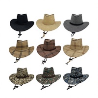 Chapeau d'été pour homme en denim, imprimé numérique ethnique, 100% coton gaufré, respirant, anti-UV, 56-58 cm, pour la plage et l'équitation