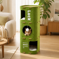 Tour pour chat en feutre épais à 3 niveaux, 37x37x90cm, maisonnette multi-étages pour chat avec jouets pompons, meuble pour chat résistant aux griffures