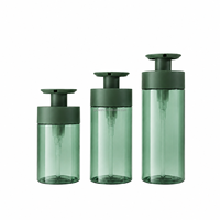 Bouteille Pompe Distributrice en PET Vert Mat Personnalisable avec Logo, 500ml, 600ml, 750ml, Tête Plate, pour Shampoing et Gel Douche – Vente en Gros