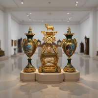 3 pièces de mécanisme répétiteur de 15 jours en laiton antique de style français, motif 'Éléphant', pour horloge de sol et porte-bougies