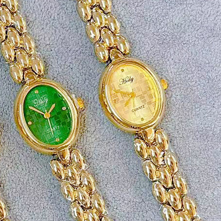 Hidy Vintage Retro Simple Small Quartz Dial Glass Pointer Waterproof Fashion Elegant Compact Women's Watch Cross-Border Model