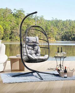 Cesta colgante Columpio Silla de bastón al aire libre Hogar Dormitorio Balcón perezoso Hamaca Cuna Silla - Product Image 6