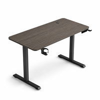 Bureau debout électrique en métal modèle AX avec surface en bois, hauteur réglable, station de travail gaming, crochet pour casque, porte-gobelet et écran LED
