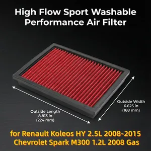 ตัวกรองอากาศประสิทธิภาพสูงที่สามารถซักได้สำหรับ Koleos HY 2.5L <span class=keywords><strong>2008</strong></span>-2015 Chevrolet Spark M300 <span class=keywords><strong>2008</strong></span> - Product Image 1
