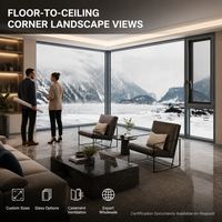 Hangxing Fenêtre panoramique d'angle à cadre foncé, vitrage fixe du sol au plafond, en aluminium, pour villas et hôtels, vente en gros