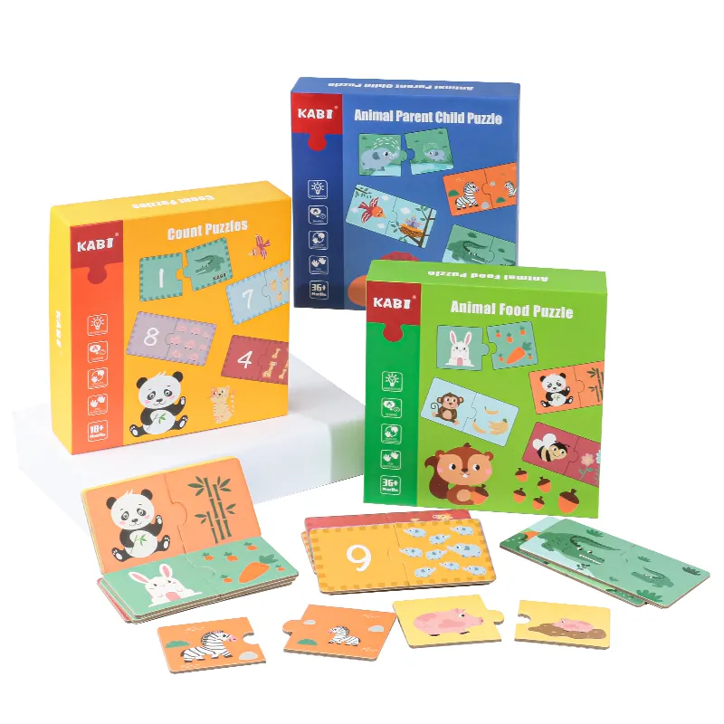 Rompecabezas de animales de bloque de madera Montessori, juguete educativo de aprendizaje a juego para niños cognitivos