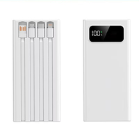 Charge rapide, Power Bank 20000 mAh, Power Bank d'extérieur, chargeur portable LED, Power Bank haute capacité, 4 câbles intégrés, LOGO