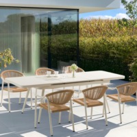 Fauteuil en rotin tressé PE pour terrasse, balcon, bord de piscine, café, structure en aluminium, résistant aux intempéries, mobilier d'extérieur