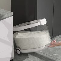Distributeur de riz multifonctionnel en plastique rectangulaire (PP) pour la maison Conteneur de stockage étanche à la poussière et à l'humidité de qualité alimentaire Accessoire à roulettes