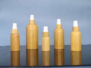 Distributeur de cosmétiques en bambou avec pompe à lotion, vaporisateur fin pour <span class=keywords><strong>shampoing</strong></span>, savon, soin de la peau, sérum, parfum - Product Image 1