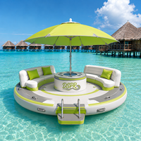 Grande plateforme flottante gonflable avec parasol, canapé-lit, île aquatique pour lac, yacht, plage, fête, détente, utilisation en extérieur